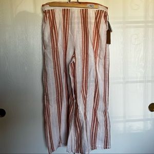 Christian Siriano New York Striped Palazzo Pants Sz Large In White/Rust/Pink
